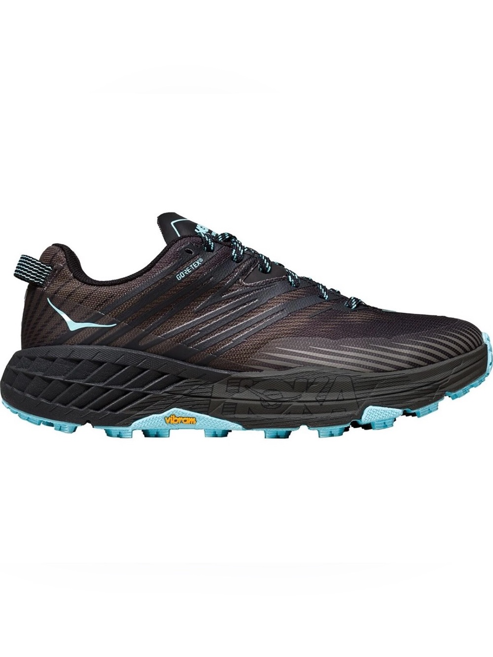 Hoka One One Women's Black and Light Blue Trail Runner